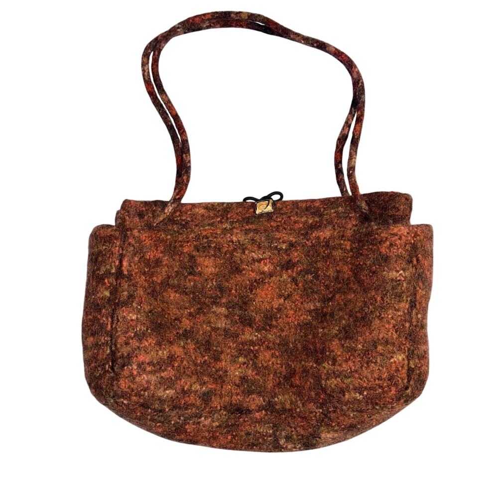 Artisan Wet Felted Wool Handbag Tote Bag Purse Shoulder Bag Button Closure